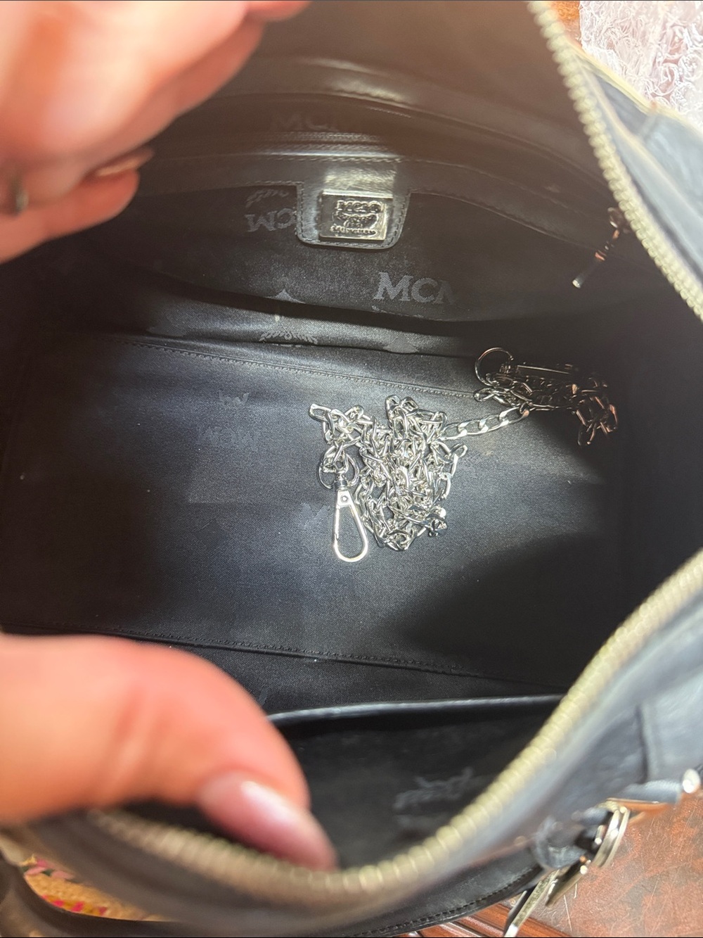 MCM Black Visetos Boston Satchel with Green and Orange M Charm - Picture 10 of 10